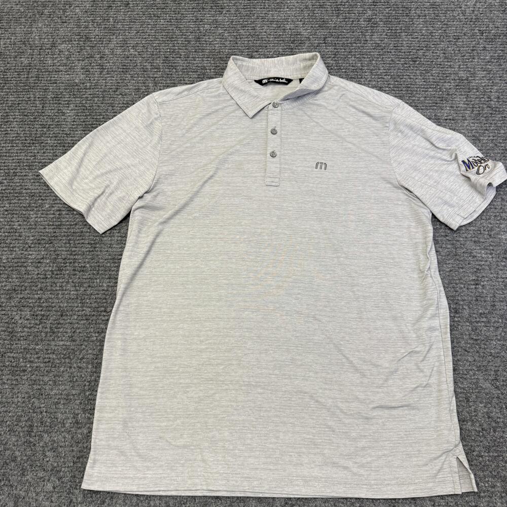 Travis Mathew Polo Shirt Mens Large Gray Solid Modelo Oro Beer Golf Performance